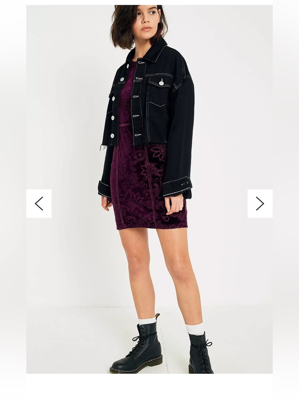 Free People Plum Velvet Burnout Mini Dress - Picture 2 of 7